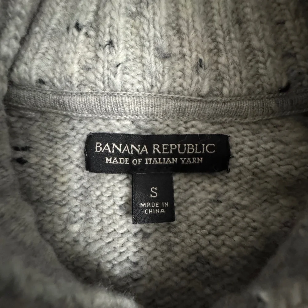 Banana Republic Mens Italian Yarn Donegal Fleck Toggle Mock Neck Sweater Small